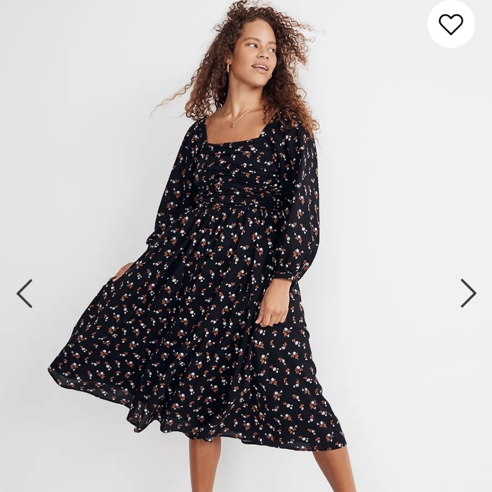 Madewell Woodland Floral Dress in Black